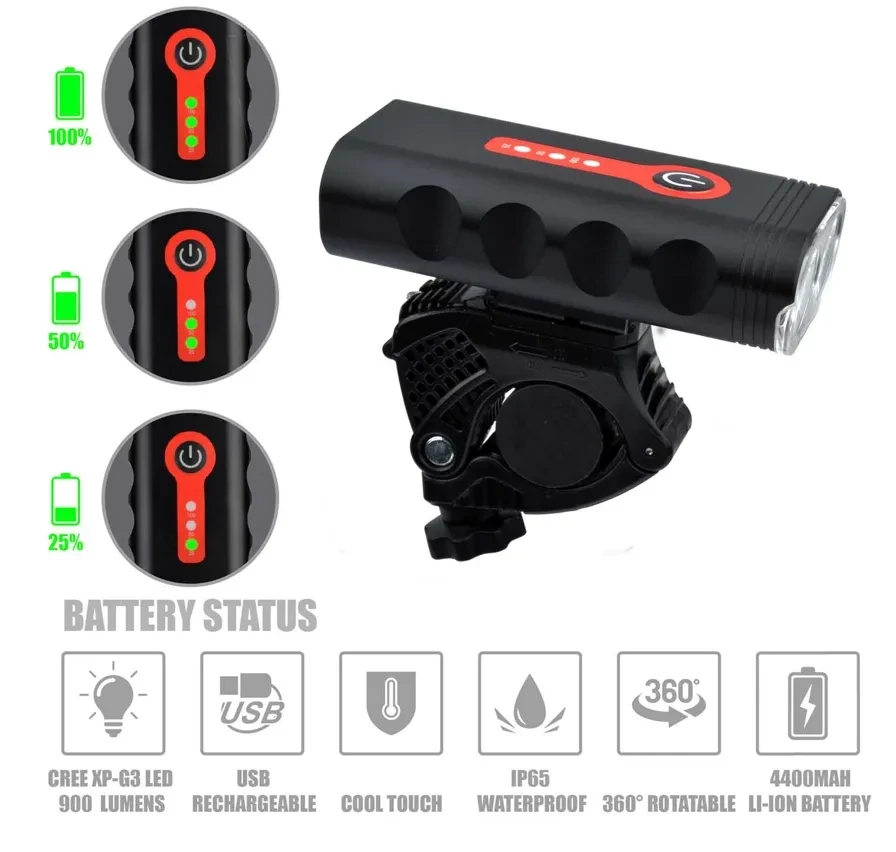 Фонарь передний Briviga EBL-3603-Y10, 900 Lm, Черный Фонарь передний Briviga EBL-3603-Y10, 900 Lm, Черный