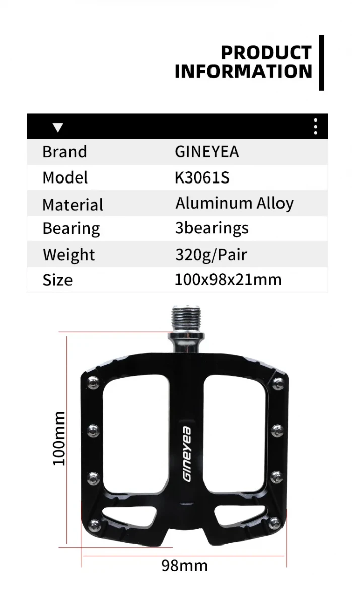 Педали GINEYEA K-3061S Черный Педали GINEYEA K-3061S Черный