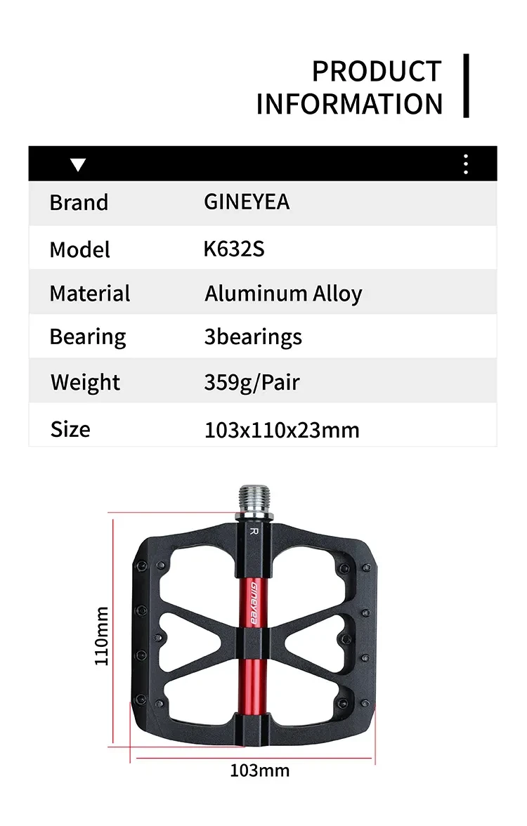 Педали GINEYEA K-632S Черный Педали GINEYEA K-632S Черный