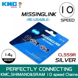 Замок для цепи KMC CL559R 10 скоростей Silver, 2 штуки С коробкой Замок для цепи KMC CL559R 10 скоростей Silver, 2 штуки С коробкой